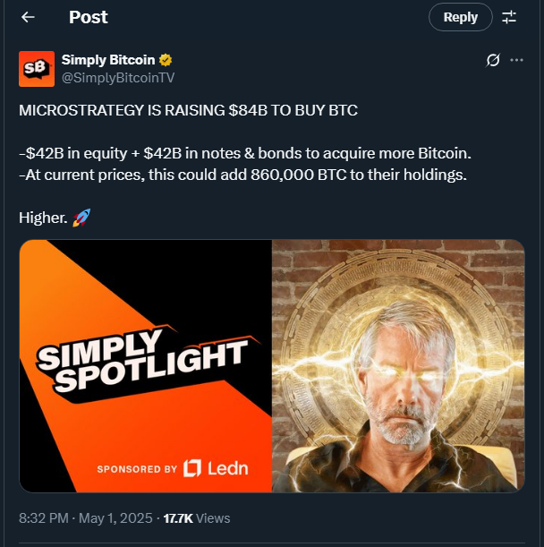Tweet de SimplyBitcoinTV
