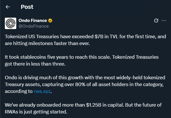 Tweet de OndoFinance