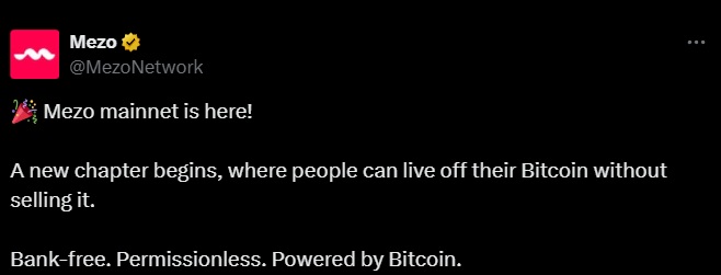 Bitcoin Mezo tweet