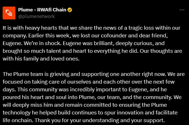 Plume network eugene tweet