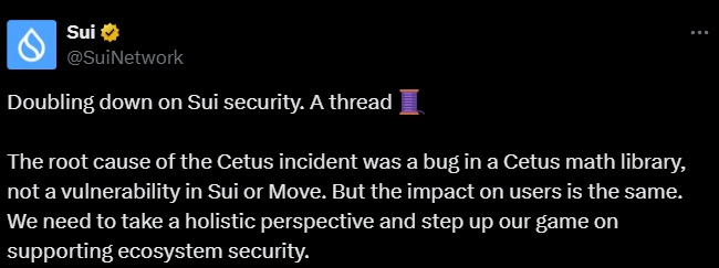 Sui cetus hack exploit tweet