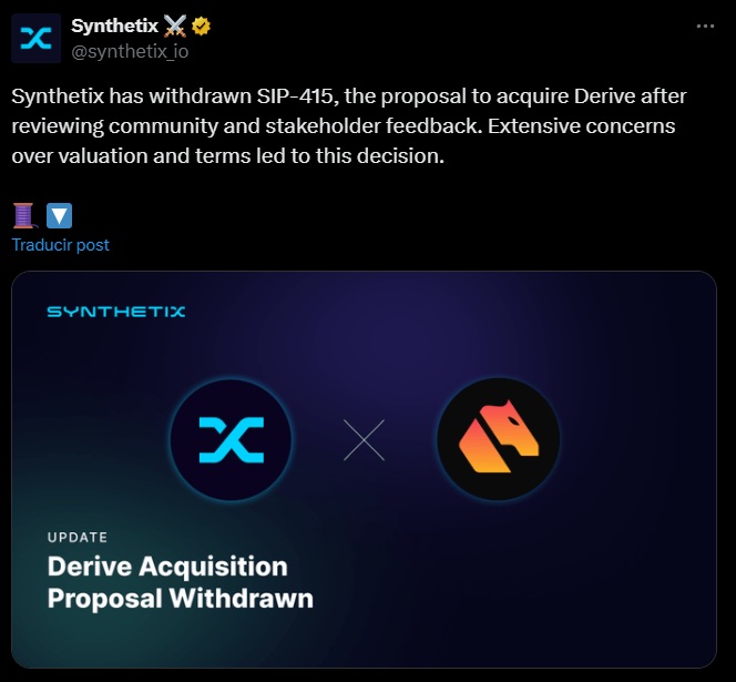 Synthetix Derive tweet