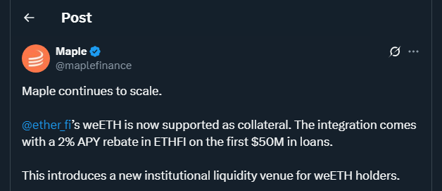 Tweet de maplefinance