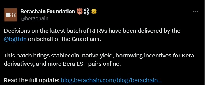 Berachain tweet