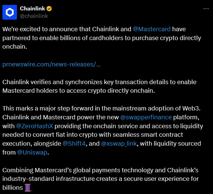 Chainlink mastercard 