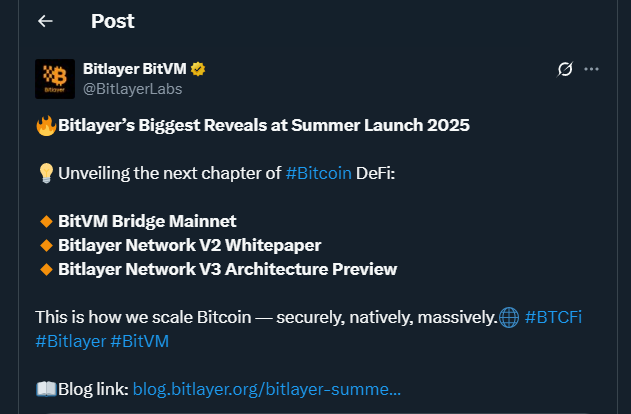 Tweet de BitlayerLabs