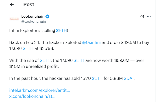Tweet de lookonchain