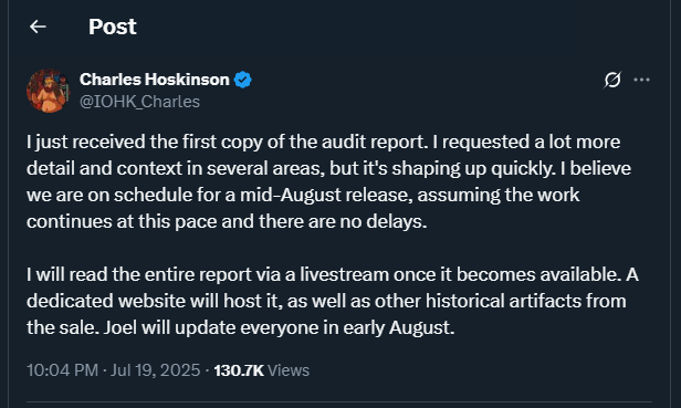 Tweet de IOHK_Charles