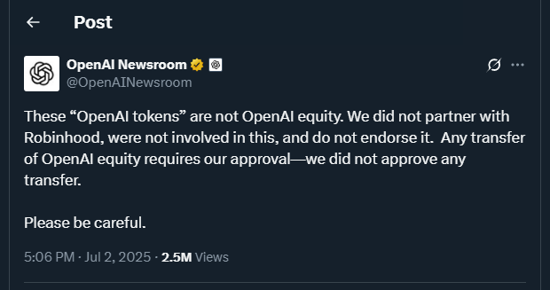 Tweet de OpenAINewsroom