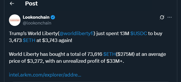Tweet de lookonchain