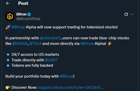 Tweet de BitrueOfficial