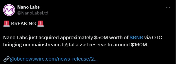Nano labs binance coin bnb