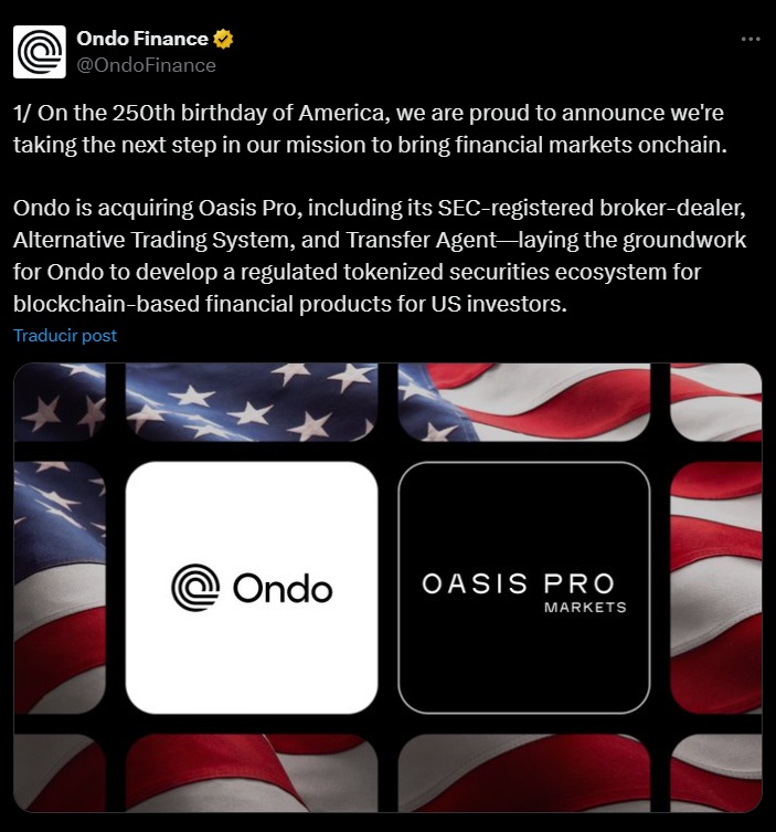 Ondo finance oasis pro 