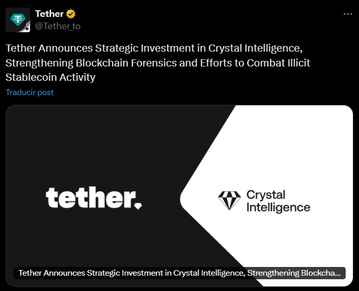 tether crystal intelligence tweet