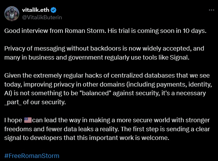 Vitalik buterin ethereum tornado cash