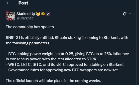 Tweet de Starknet