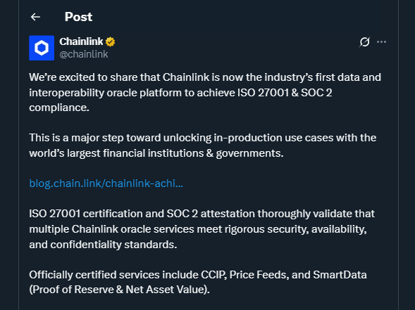 Tweet de chainlink