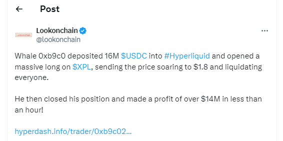 Tweet de lookonchain