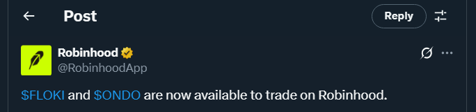 Tweet de RobinhoodApp