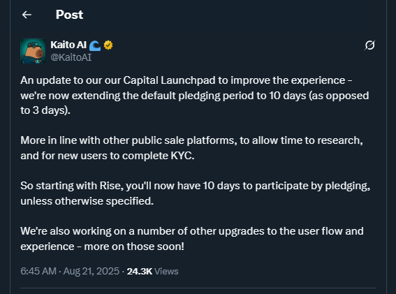 Tweet de KaitoAI/