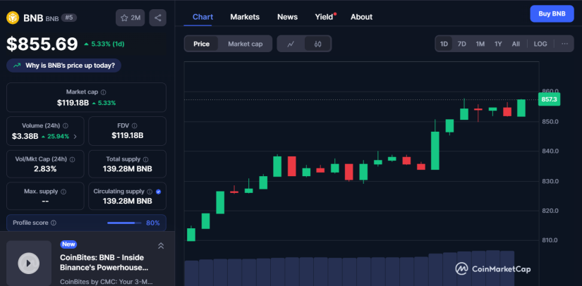 BNB token Coinmarketcap