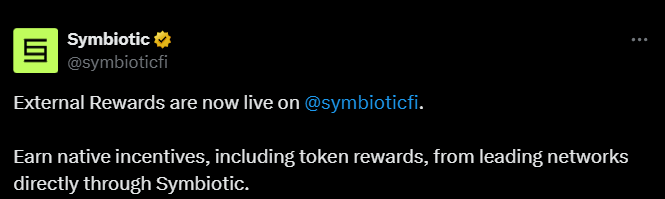 symbiotic rewards staking tweet