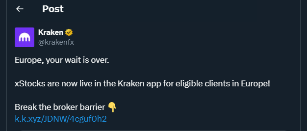 Tweet de Kraken