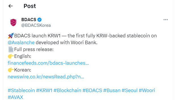 Tweet de BDACSKorea