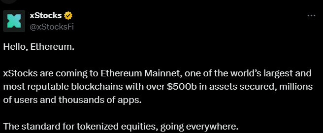 xStocks tweet