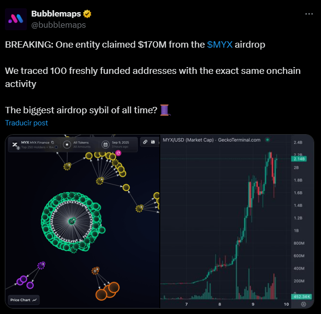 airdrop bubblemaps myx finance
