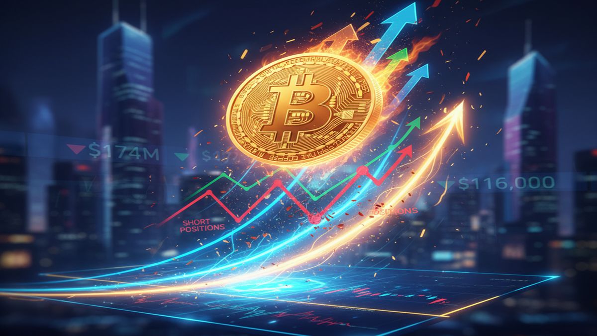 BTC supera los $116.000 impulsado por una ola de liquidaciones cortas. El repunte liquida $19.15M en shorts, pero la mira ahora se pone en los $112.500.