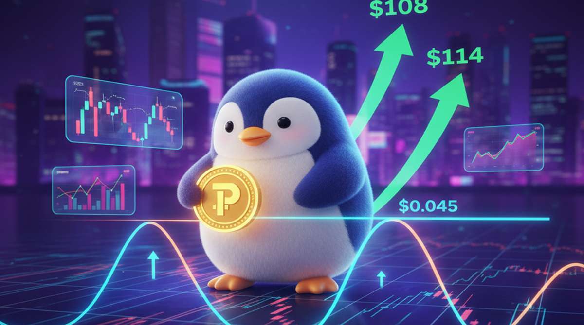 Pudgy Penguins (PENGU) muestra señales alcistas, según analistas. El token forma un "cup-and-handle" con la mira en la resistencia de $0.045.