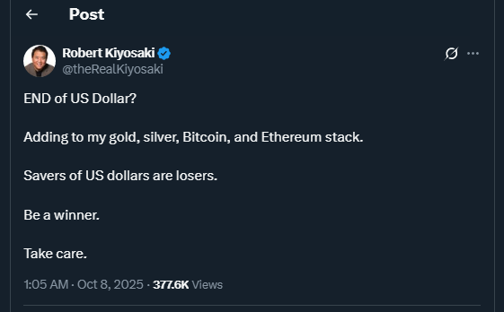 Tweet de theRealKiyosaki
