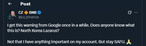 Tweet de cz_binance