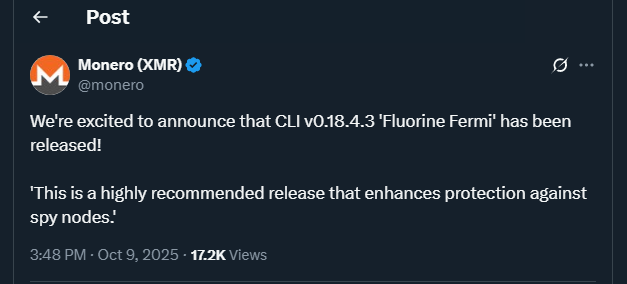 Tweet de monero