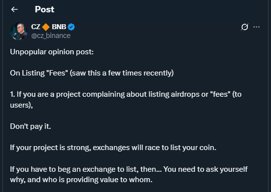 Tweet de cz_binance