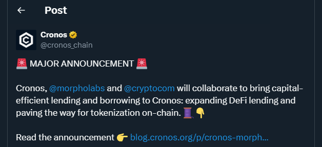 Tweet de cronos_chain