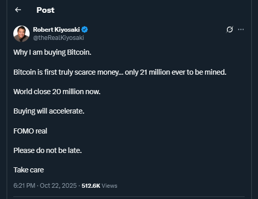 Tweet de theRealKiyosaki