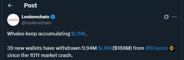Tweet de lookonchain