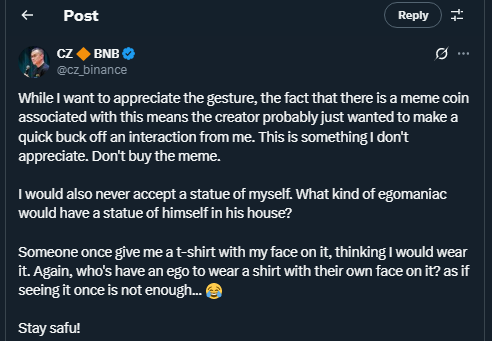 Tweet de cz_binance