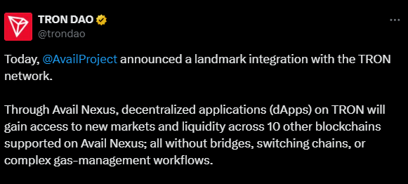 Tron TRX avail