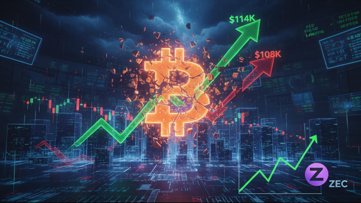 Bitcoin experimentó un repunte fallido hasta $114,000, desplomándose bajo $108,000 horas después.