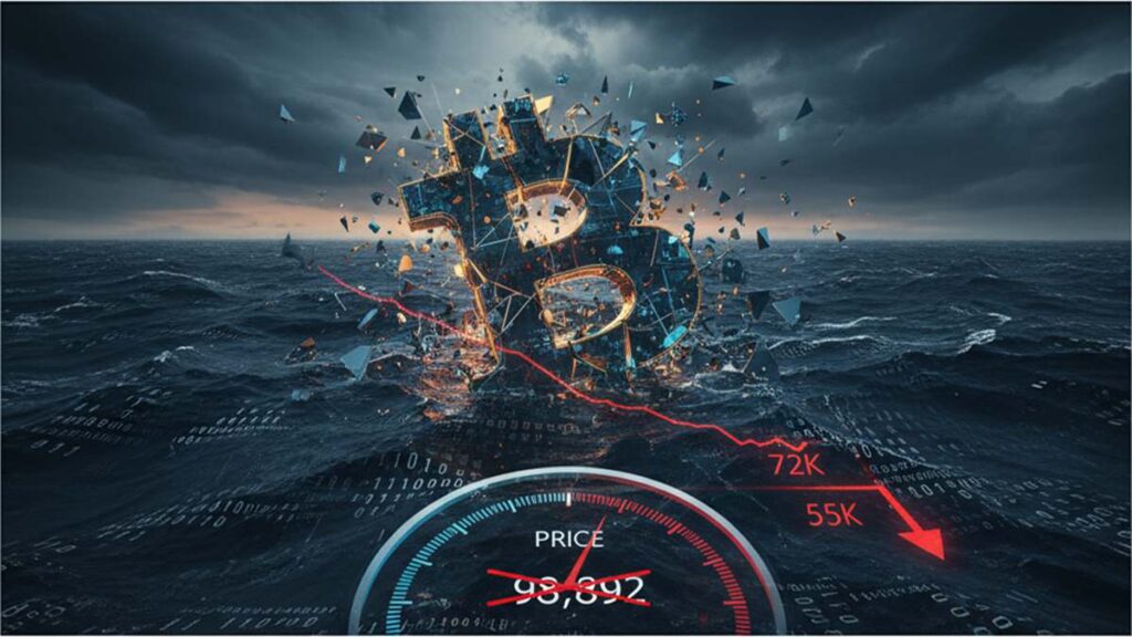 El precio de Bitcoin (BTC) cae bajo $100,000, liquidando $1.8 mil millones. Tras tocar $98,892, BTC recupera $101K. Analistas advierten de posible baja a $72K.