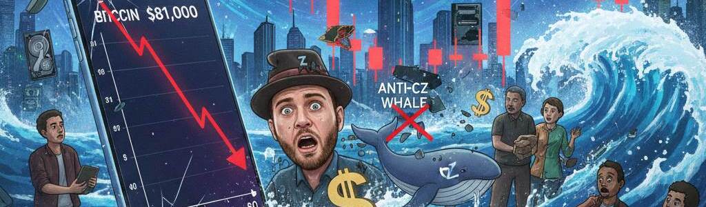Bitcoin se desploma a $81K, causando liquidaciones masivas que incluyen a Andrew Tate y la ballena “Anti-CZ”