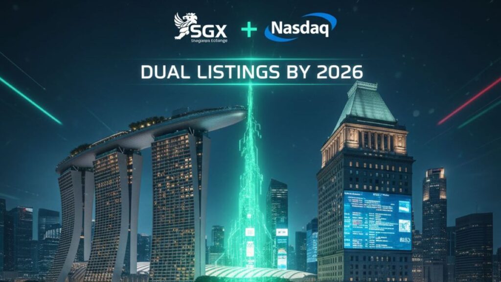 La Bolsa de Singapur (SGX) anunció una asociación con Nasdaq con el objetivo de facilitar cotizaciones duales para empresas a partir de 2026