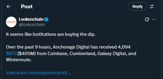 Tweet de lookonchain