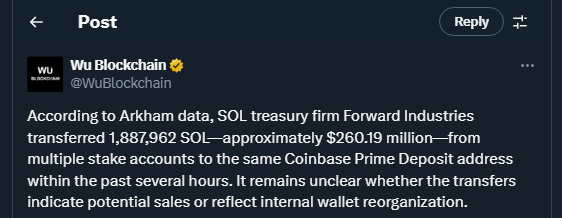 Tweet de WuBlockchain