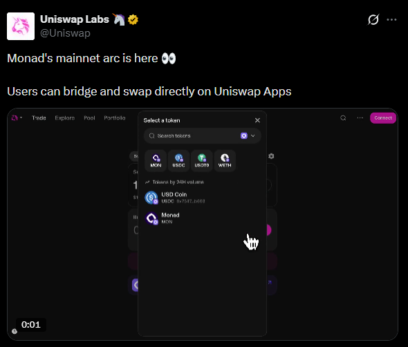 Uniswap Monad MON DeFi