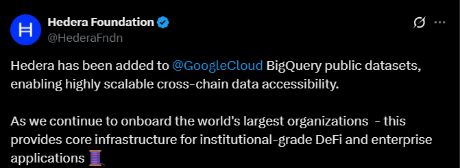 hedera google cloud bigquery