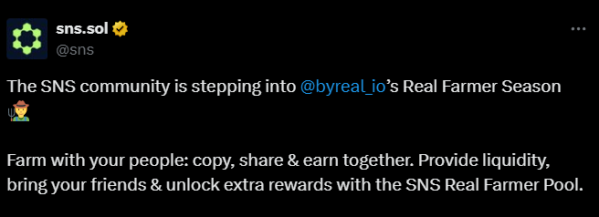 byreal real farmer sns solana